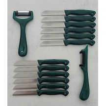 Solingen 12'li Meyve-sebze-doğrama Bıçağı Ve 2'li Soyacak 14'lü Set Yeşil Metal