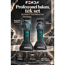 Fenda Profesyonel Şarjlı Bldc Motor 8000 Rpm 2'li Tıraş Makinesi Seti Yeşil
