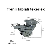 Frenli Sehpa Tekerleği Masa Tekerleği Küçük Boy Tezgah Araba Teke