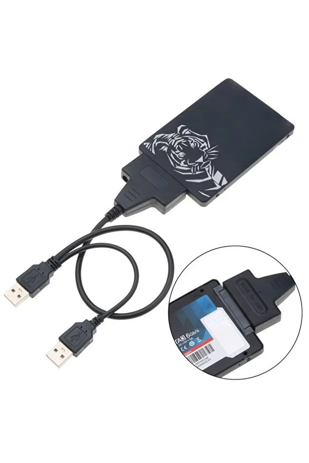 Yeni 2026 Çift Usb 2.0 Sata 22 Pin 2.5 Inç Sabit Disk Hdd Adaptörü Dönüştürücü Seri Ssd Kablosu