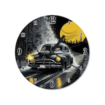 Gece Ve Klasik Siyah Araba Analog Duvar Saati Siyah