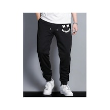 Tarzsokak Expression Print Drawstring Waist Eşofman Altı Siyah