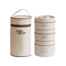 Honmex Kahverengi Çelik Isı Saklama Yemek Kutusu, 420+550ml Taşınabilir Bento Kutu Seti, Yemek Depolama Kabı Ve Isı Yorumu Çantası Bej