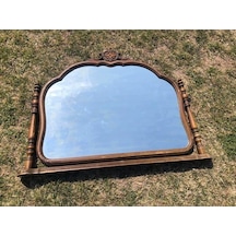 Vintage Oymalı Şifoniyer Aynası 100x85 cm - Dekoratif Standlı Ayn Kahverengi