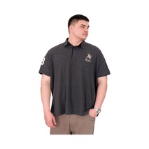 Mode Xl Büyük Beden Erkek T-shirt Polo Yaka Nakış Detaylı U25311 Antrasit Antrasit