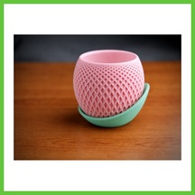 Bezos 3d Baskı Küre Saksı - Kafes Dokulu İki Parçalı Dekoratif Saksı - Pembe-mint Dmc 01419186