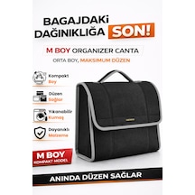 Oto Bagaj Organizer Bagaj Çantası M Boy Kaymaz Cırt Bantlı Velur Kompakt Düzenleyici - Mcy4