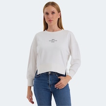 Slazenger VITAL Oversize Kadın Oversıze Beyaz Sweatshirt