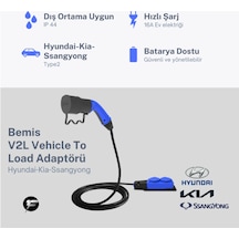 Bemis - V2l Vehicle To Load Elektrikli Araç Uyumlu 2 Li Priz Uzatma Adaptörü 3 Metre Hyundai / Kia / Ssangyong 3.5 KW