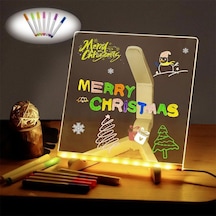 Buffer Led Işıklı Kendiliğinden Renkli Fosforlu Kalemli Kare Yazı Panosu 20x20 Cm Şeffaf