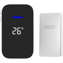 Sones C302b Bire Bir Ev Kablosuz Kapı Zili Sıcaklık Dijital Ekran Uzaktan Kumanda Yaşlı Çağrı Cihazı, Ab Tak Beyaz