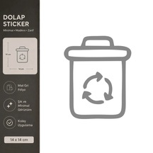 Geri Dönüşüm Kovası Mat Gri Dekoratif Folyo Sticker 14x14 Cm