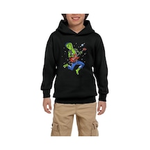Zepplin Giyim Alien Guitar Siyah Çocuk Kapşonlu Sweatshirt