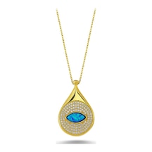 Beyaz Taşlı Gümüş Opal Kolye (498591236)