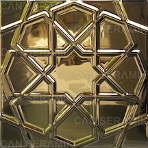 Can Seramik - 20x20 Cm. Altın Kaplama Rölyefli Selçuklu Yıldızı