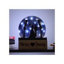 Led Işıklı Pleksi Dolunay Kişiselleştirilebilir Biblo Wedding Gelin Damat Anahtar Askılığı Mavi - 737346274