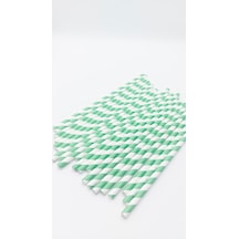 Kağıt Pipet Yeşil Beyaz 100 Lü 6*200 mm