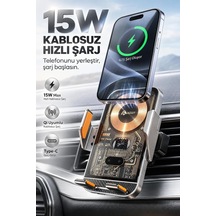Tr Kablosuz Şarjlı Araç Telefon Tutucu 15w, Otomatik Sensörlü Açılır Kapanır Kollar, Qi Uyumlu, Dahili Bataryal Genel