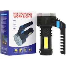 Büro Ev Ofis İş Güvenliği İçin Şarjlı Lamba Şarj Göstergeli 7xpe 1cob Led Işıklı El Feneri Gri