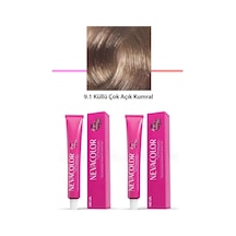 Hubrendy Tedarik 2 Li Set Premium 9.1 Küllü Çok Açık Kumral - Kalıcı Krem Saç Boyası 2 X 50 G Tüp