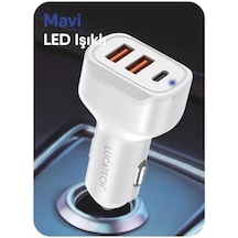 100w Ultra Hızlı Turbo Araç Şarj Başlığı 2 Usb + 1 Pd Beyaz