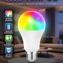 Rgb Led Ampul 16 Renk Uzaktan Kumandalı Enerji Tasarruflu E27 Led Ampul