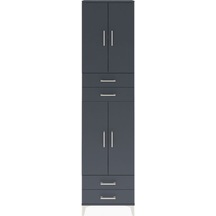 Arges Dolap 3 Raflı 4 Çekmeceli 4 Kapaklı 60x30x243 Antrasit-... Antrasit