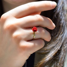 Lilarote Altın Kırmızı Gül Yüzük