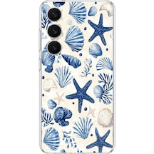 Samsung Galaxy S26 Uyumlu Mavi Deniz Kabuğu Ve Yıldız Desenli Baskılı Silikon Kılıf Renkli