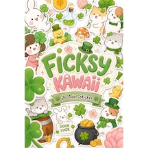 Kawaii Stili Sevimli Hayvanlar 4 Yapraklı Yonca Temalı Sticker Seti - 26 Adet Etiket Çıkartma Diğer
