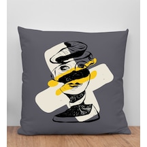 Bk Gift Modern Art Tasarımlı Antrasit Kırlent Yastık, Arkadaşa Hediye, Ev Dekorasyonu, Ev Hediyesi-5