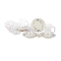 Blush Palas Çay Seti 6'li Cam Bardak Ve Porselen Tabak 180ml Diğer