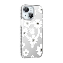 Joko Apple iPhone Uyumlu  14 Floral Magsafe Kapak - Beyaz