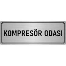 Metal Yönlendirme Levhası, Departman Kapı İsimliği Kompresör Odası 7x20 cm Gümüş Renk