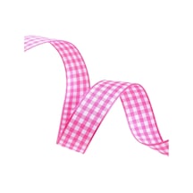 Tafta Ekoseli Kurdele 25 Mm Pembe 10 Metre