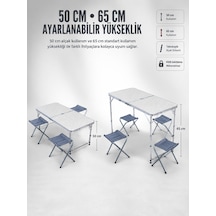 4 Sandalyeli Katlanabilir Kamp Masası Portatif Bahçe Kamp Ve Piknik Masa Seti Çokrenkli