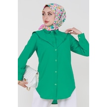Sevitli Yakası Kat Detaylı Poplin Tunik-yeşil-3523-yeşil Yeşil