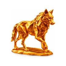 Parlak Bronz Low Poly Kurt Biblo Geometrik Kurt Figürü Modern Masaüstü Dekor