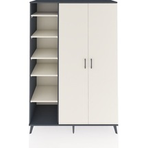 Hyperion Dolap 7 Raflı 2 Kapaklı Tek Askılı 132x44x195 Antrasit-aytaşı/aytaşı Aytası/aytası - Antrasıt