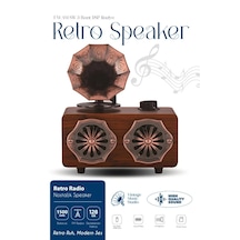 Nostaljik Retro Tasarım Gramofon Görünümlü Müzik Çalar 1500 Mah Fm/usb/tf Kart Desteği