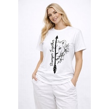 Sevgili Kombini Oversize Çift Tişört Unisex Matching Couple Stron Beyaz