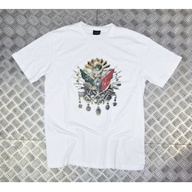 Stoned&Fame Osmanlı Tuğrası Baskılı T-shirt Beyaz