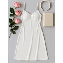 Simpative Askılı Viskoz Gece Elbisesi 438890016 Sütlü