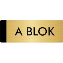 Metal Yönlendirme Levhası, Departman Kapı Isimliği A Blok 5x20 Cm Altın Renk