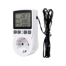 Dijital Sıcaklık Kontrol Cihazı, Zamanlayıcı Ve Sensörlü, Isıtma/soğutma Modu, 100-250v, Küçük Avrupa Şarj Aleti