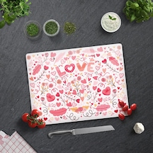 Decorita Cam Kesme Tahtası | Love - Renkli | 30cm x 40cm