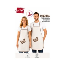 Punchera 2li Paket Punch Nakışlı Sıvı Su Geçirmez Mutfak Önlüğü Kelebekli