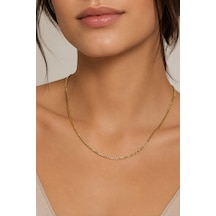 Balenbi Jewelry Yassı Burgu Zincir Model Kararmaz Çelik Kadın Kolye 14k Gold 1162 Altın