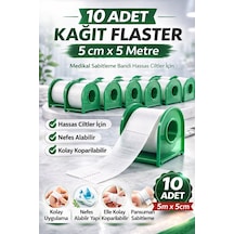 Kağıt Flaster 5 Cm X 5 M 10 Adet Medikal Sabitleme Bandı Hassas Ciltler İçin
