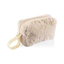 Chic Clutch Seyahat Makyaj Organizeri Kozmetik Çantası Tüy Peluş - 250 Krem